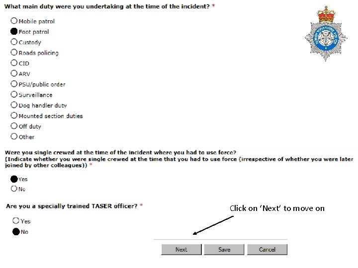 Click on ‘Next’ to move on 