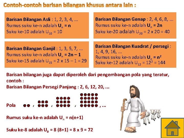 Barisan Bilangan Asli : 1, 2, 3, 4, . . . Rumus suku ke-n