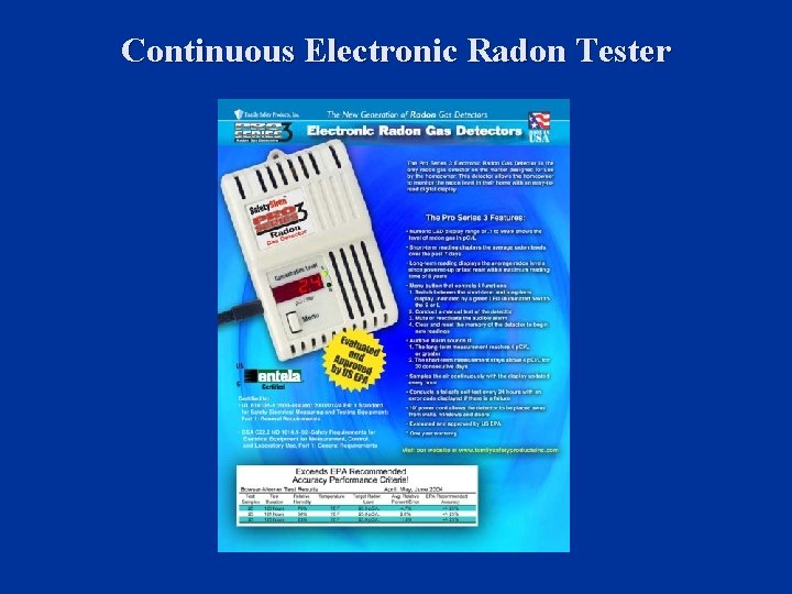 Continuous Electronic Radon Tester 