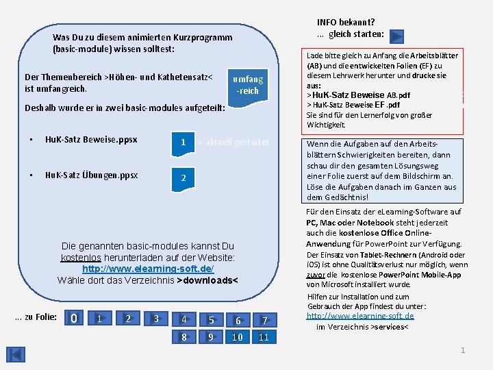 INFO bekannt? . . . gleich starten: Was Du zu diesem animierten Kurzprogramm (basic-module)
