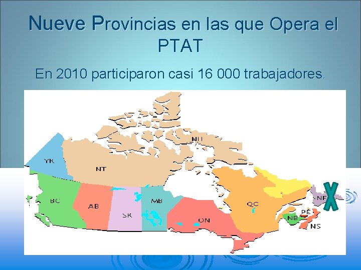 Nueve Provincias en las que Opera el PTAT En 2010 participaron casi 16 000