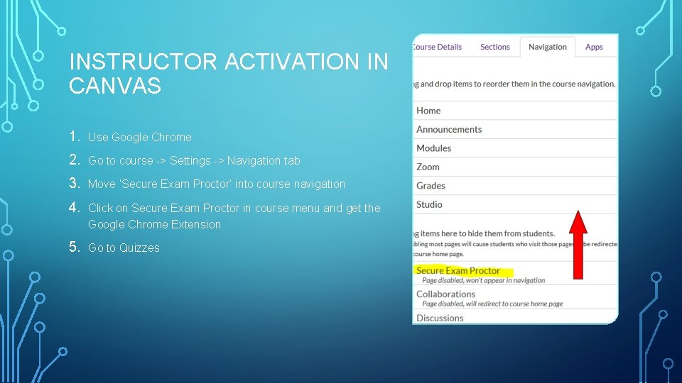 INSTRUCTOR ACTIVATION IN CANVAS 1. Use Google Chrome 2. Go to course -> Settings
