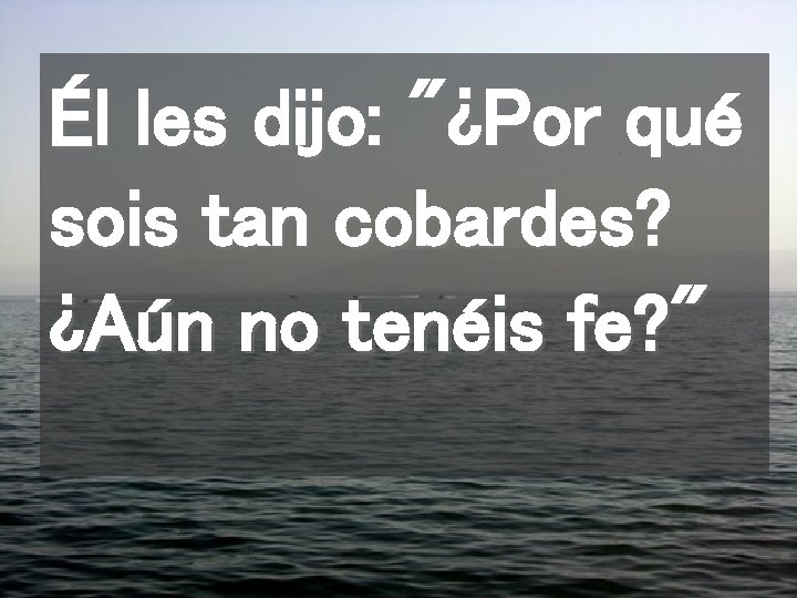 Él les dijo: "¿Por qué sois tan cobardes? ¿Aún no tenéis fe? " 