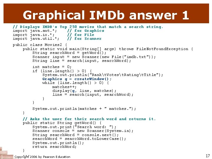 Graphical IMDb answer 1 // Displays IMDB's Top 250 movies that match a search