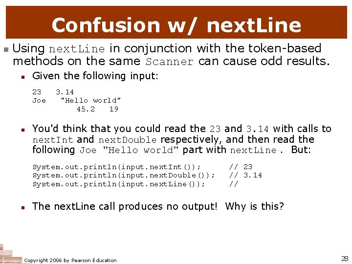 Confusion w/ next. Line n Using next. Line in conjunction with the token-based methods