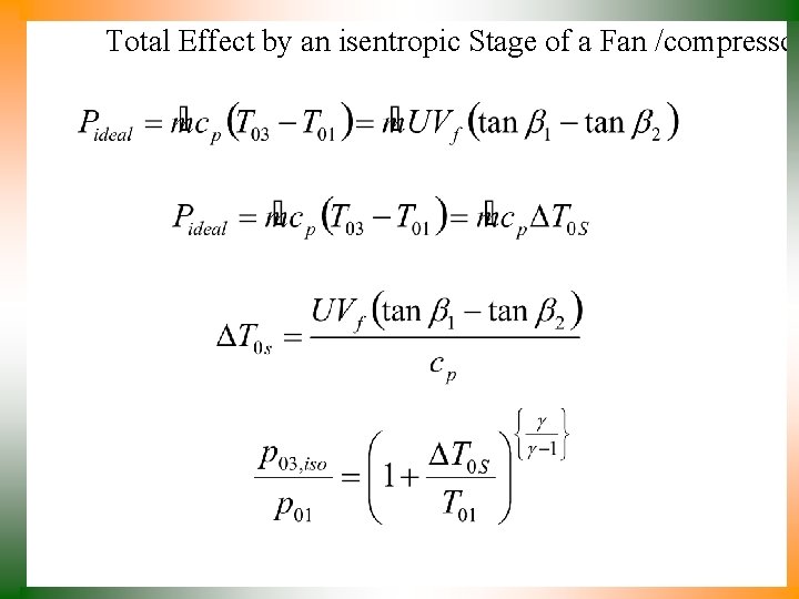 Total Effect by an isentropic Stage of a Fan /compressor 