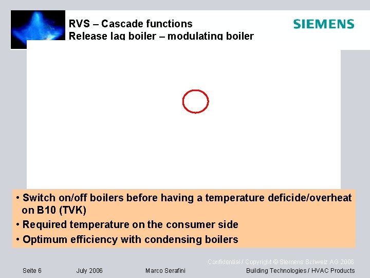 RVS – Cascade functions Release lag boiler – modulating boiler • Switch on/off boilers