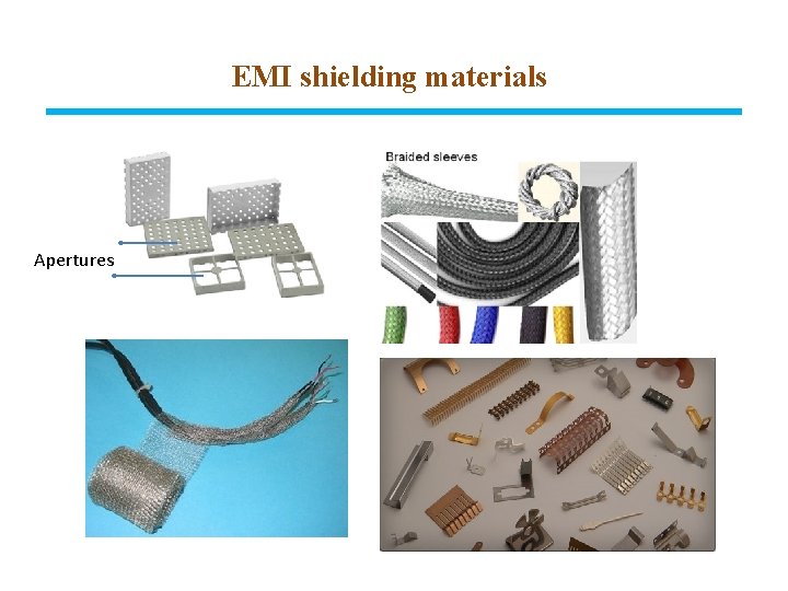 EMI shielding materials Apertures 
