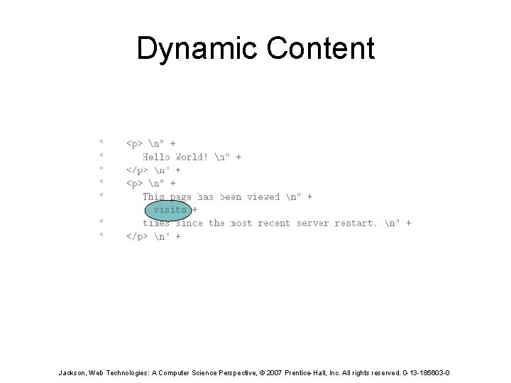 Dynamic Content Jackson, Web Technologies: A Computer Science Perspective, © 2007 Prentice-Hall, Inc. All