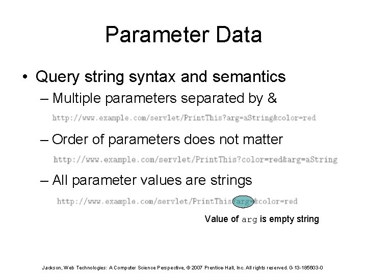 Parameter Data • Query string syntax and semantics – Multiple parameters separated by &