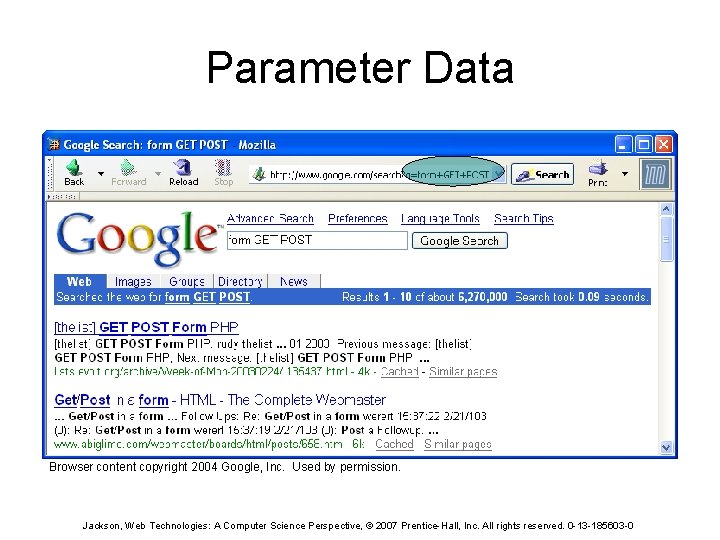 Parameter Data Browser content copyright 2004 Google, Inc. Used by permission. Jackson, Web Technologies: