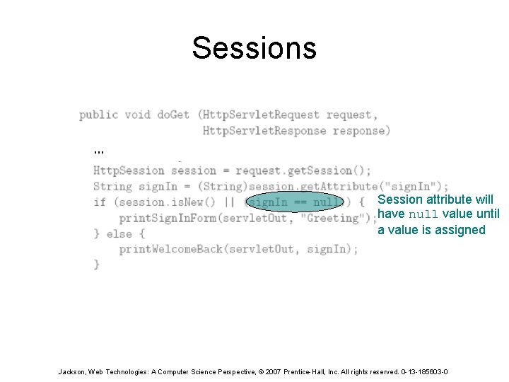 Sessions , , , Session attribute will have null value until a value is