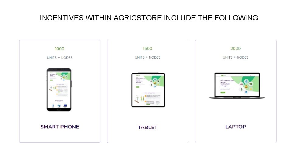 INCENTIVES WITHIN AGRICSTORE INCLUDE THE FOLLOWING 