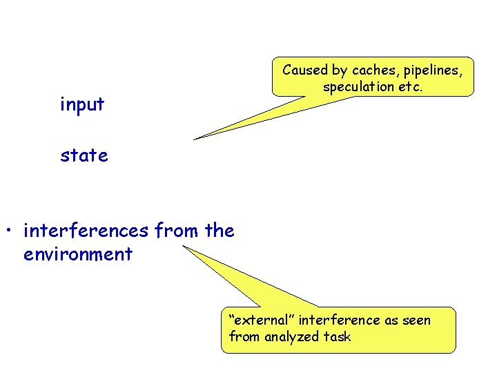 What does Execution Time Depend on? Caused by caches, pipelines, speculation etc. • the