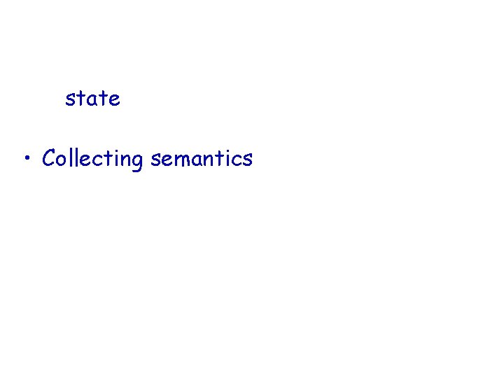 Collecting Semantics • A state binds variables to values States = Var Z •