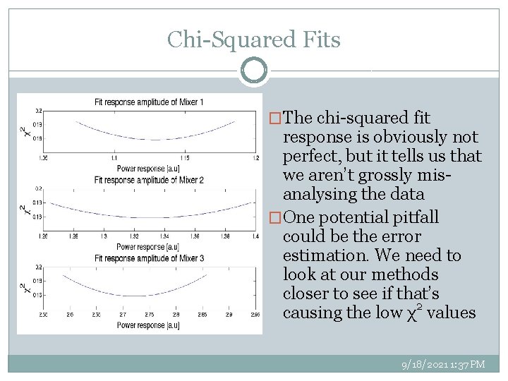 Chi-Squared Fits �The chi-squared fit response is obviously not perfect, but it tells us