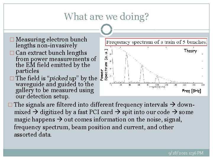 What are we doing? � Measuring electron bunch lengths non-invasively � Can extract bunch