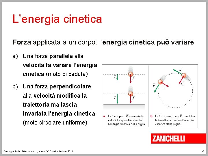 L’energia cinetica Forza applicata a un corpo: l’energia cinetica può variare a) Una forza