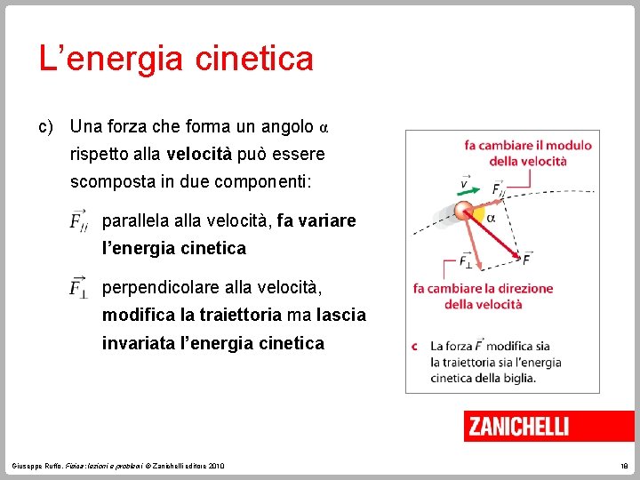 L’energia cinetica c) Una forza che forma un angolo α rispetto alla velocità può