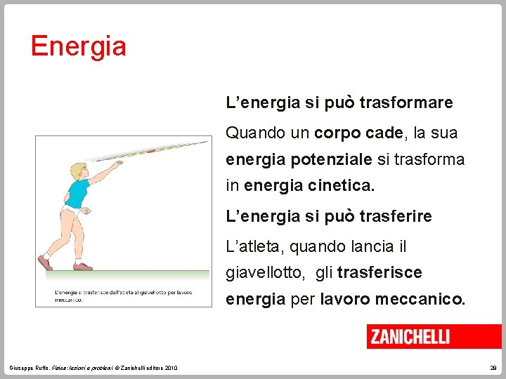 Energia L’energia si può trasformare Quando un corpo cade, la sua energia potenziale si