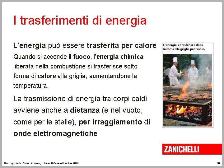 I trasferimenti di energia L’energia può essere trasferita per calore Quando si accende il