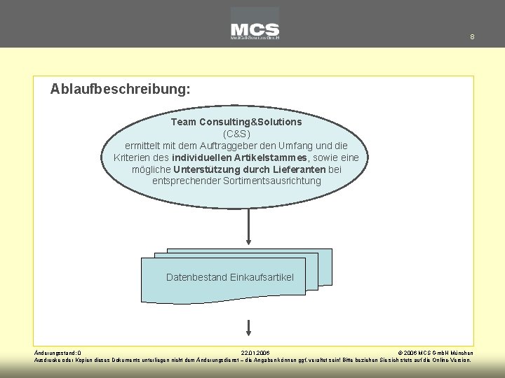 8 Ablaufbeschreibung: Team Consulting&Solutions (C&S) ermittelt mit dem Auftraggeber den Umfang und die Kriterien