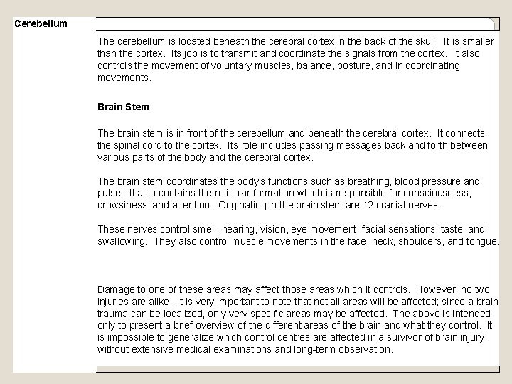 Cerebellum The cerebellum is located beneath the cerebral cortex in the back of the