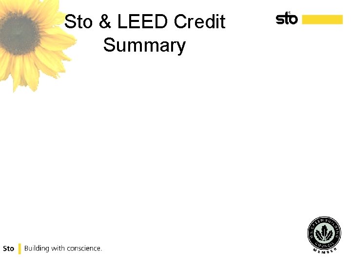 Sto & LEED Credit Summary 