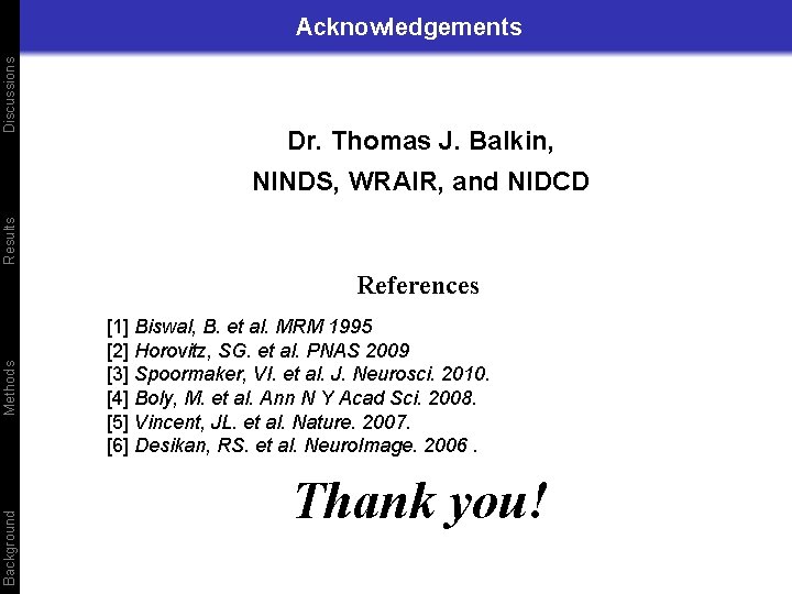 Discussions Acknowledgements Dr. Thomas J. Balkin, Results NINDS, WRAIR, and NIDCD Background Methods References