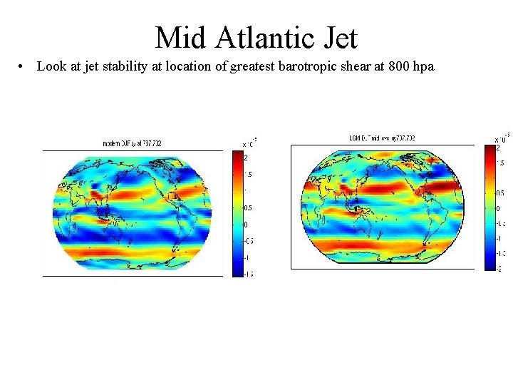 Mid Atlantic Jet • Look at jet stability at location of greatest barotropic shear