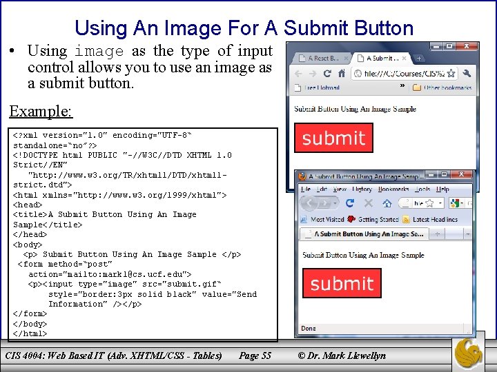 Using An Image For A Submit Button • Using image as the type of