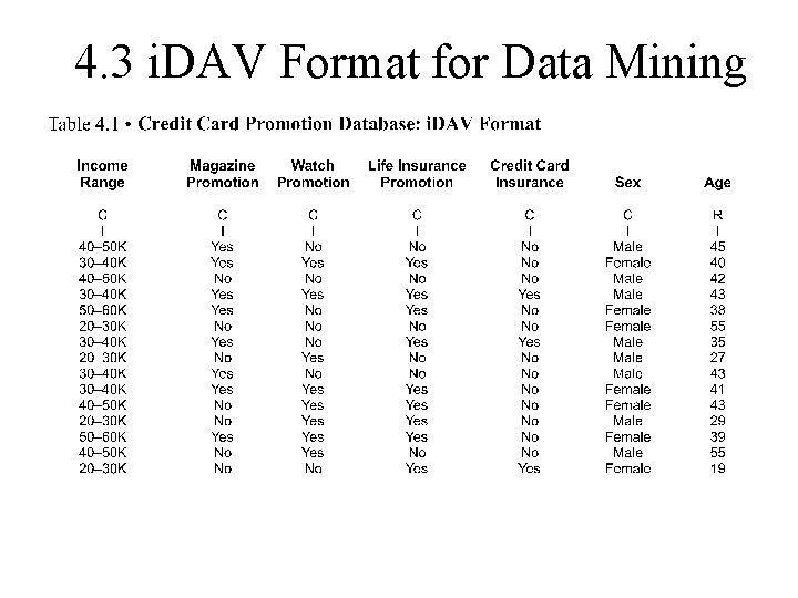 4. 3 i. DAV Format for Data Mining 