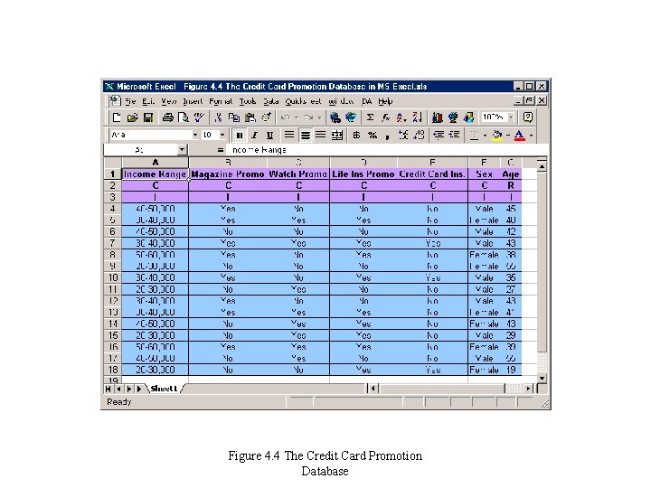 Figure 4. 4 The Credit Card Promotion Database 