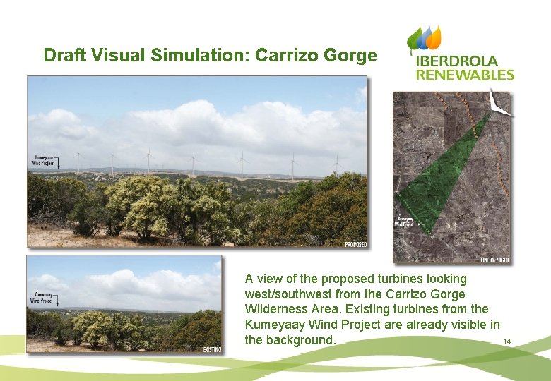 Draft Visual Simulation: Carrizo Gorge A view of the proposed turbines looking west/southwest from