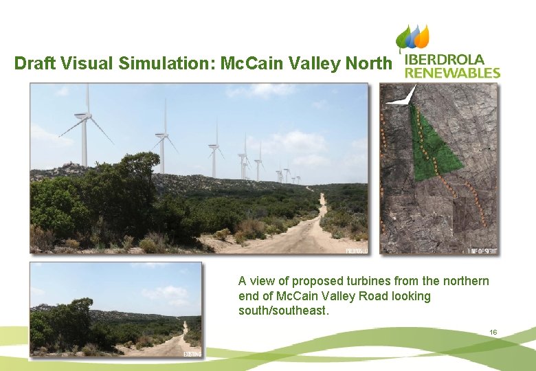 Draft Visual Simulation: Mc. Cain Valley North A view of proposed turbines from the