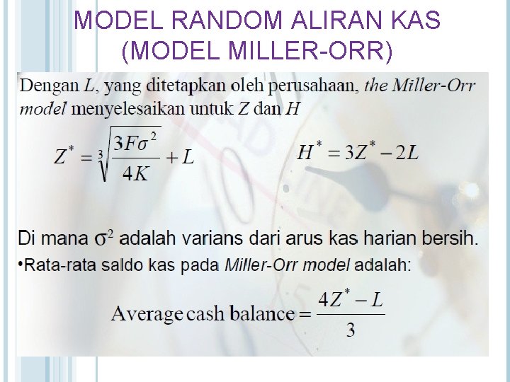 MODEL RANDOM ALIRAN KAS (MODEL MILLER-ORR) 