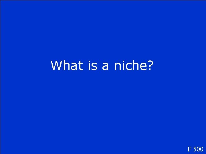 What is a niche? F 500 
