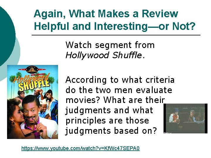 Again, What Makes a Review Helpful and Interesting—or Not? Watch segment from Hollywood Shuffle.