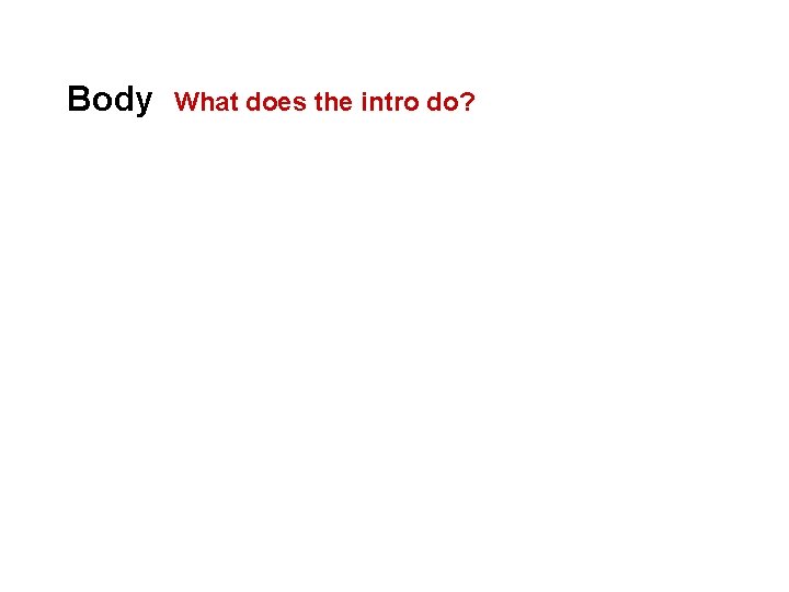 Body What does the intro do? 