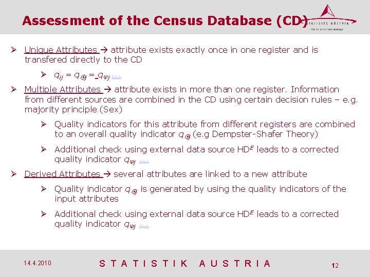 Assessment of the Census Database (CD) Unique Attributes attribute exists exactly once in one