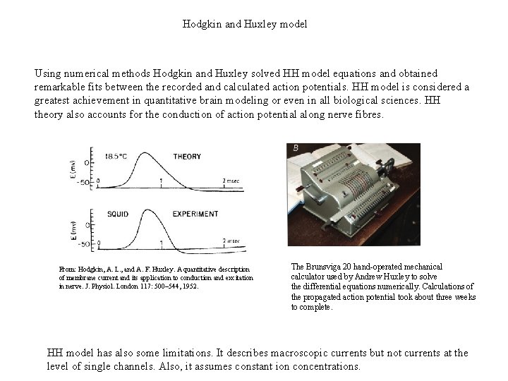 Hodgkin and Huxley model Using numerical methods Hodgkin and Huxley solved HH model equations