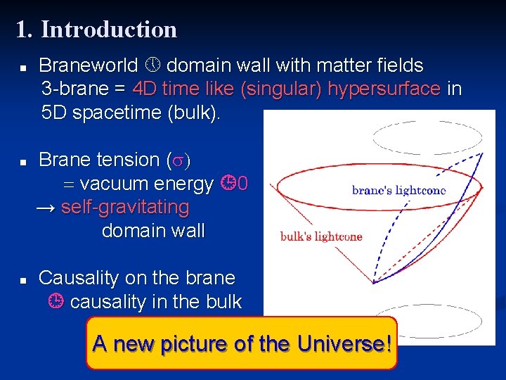 1. Introduction n Braneworld domain wall with matter fields 3 -brane = 4 D