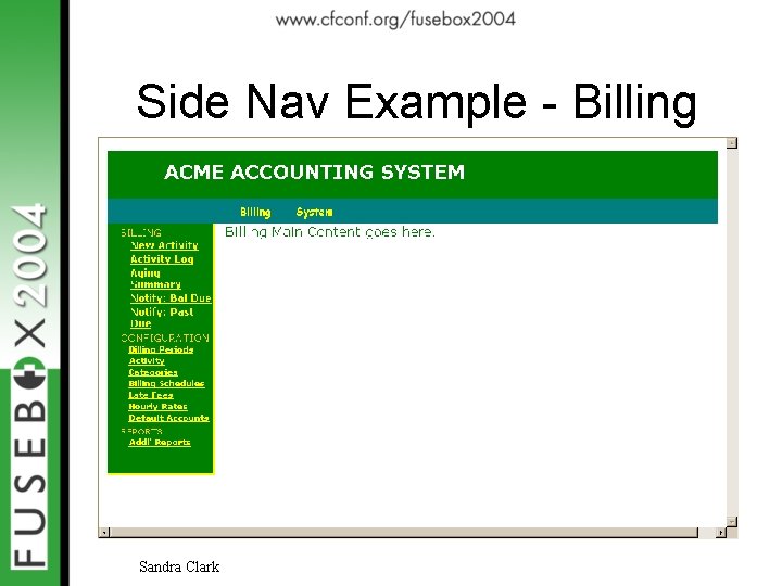 Side Nav Example - Billing Sandra Clark 