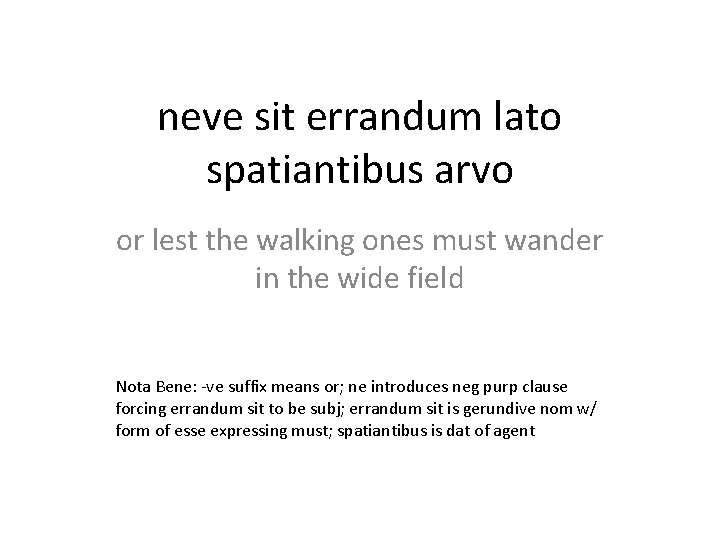 neve sit errandum lato spatiantibus arvo or lest the walking ones must wander in