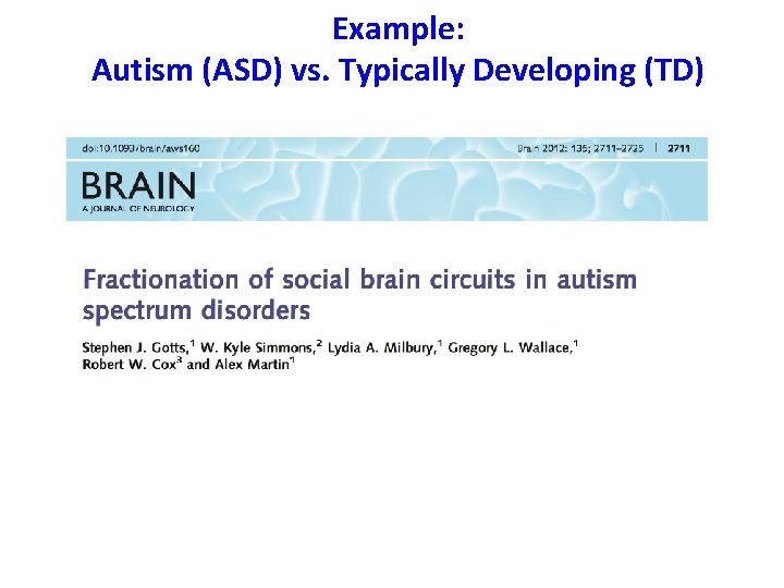 Example: Autism (ASD) vs. Typically Developing (TD) 