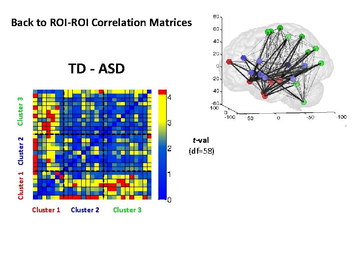 Back to ROI-ROI Correlation Matrices Cluster 3 TD - ASD Cluster 1 Cluster 2