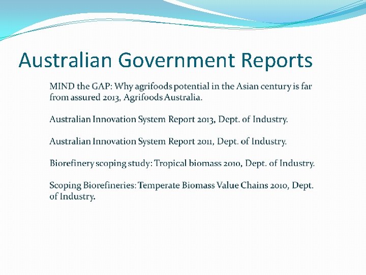 Australian Government Reports 