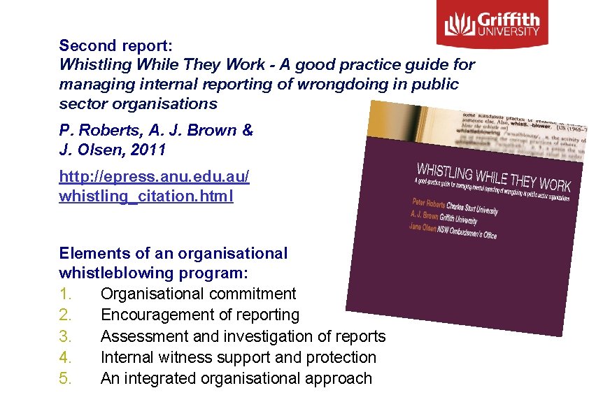 Second report: Whistling While They Work - A good practice guide for managing internal