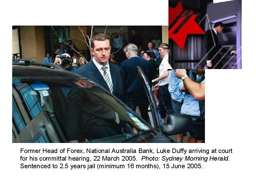 Former Head of Forex, National Australia Bank, Luke Duffy arriving at court for his