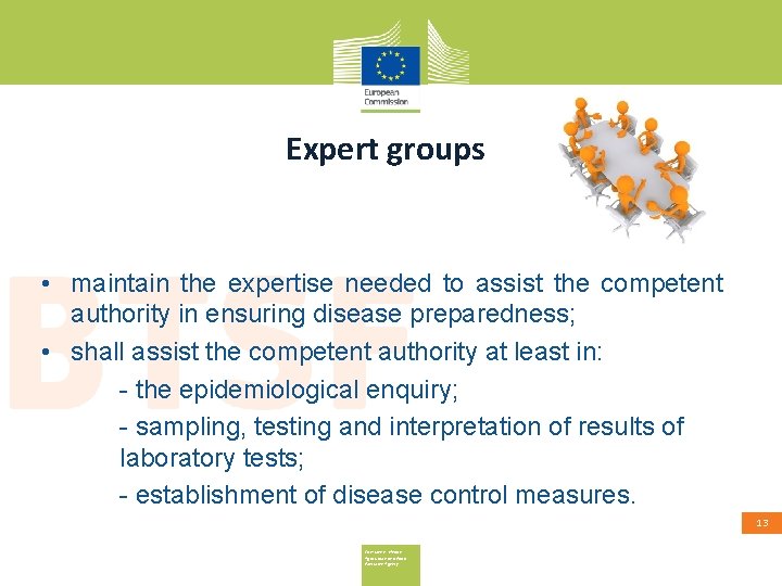 Expert groups • maintain the expertise needed to assist the competent authority in ensuring